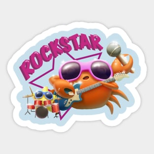 Cute Crab and Starfish Rock Star Band Sticker